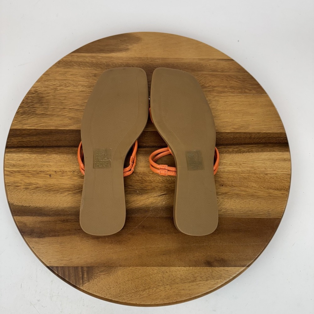 New Womens Azalea Wang Stetson Orange Faux Leather Slip On Slides Sandal Size 10 - Picture 7 of 8
